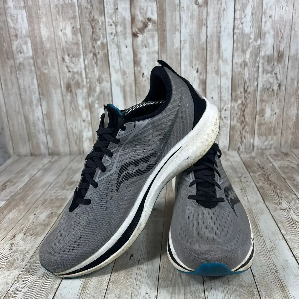 Saucony Performance Running Shoes Athletic Sneakers Gray Black Blue PWR‎ Run